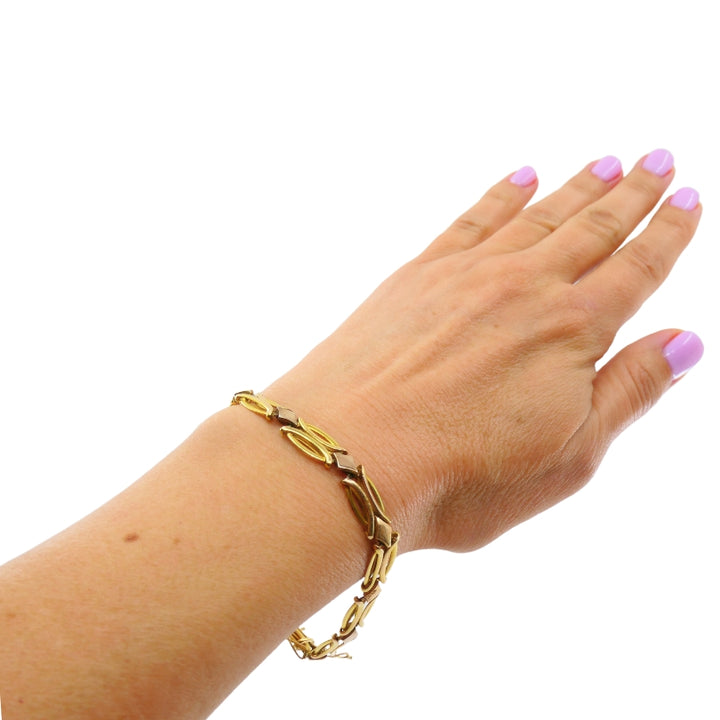 Vintage Two-Tone 14k Gold Link Bracelet