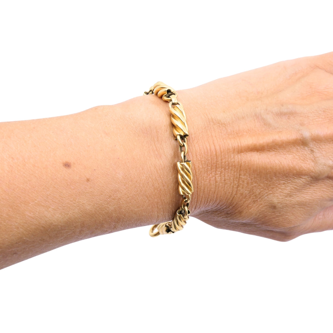 Vintage 18k Gold Twisted Rope Link Bracelet