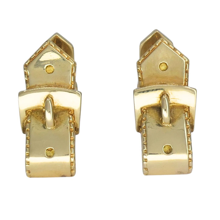 Vintage Hermès Paris 18k Gold Equestrian Cufflinks Horsebit Stirrup Belt Buckle