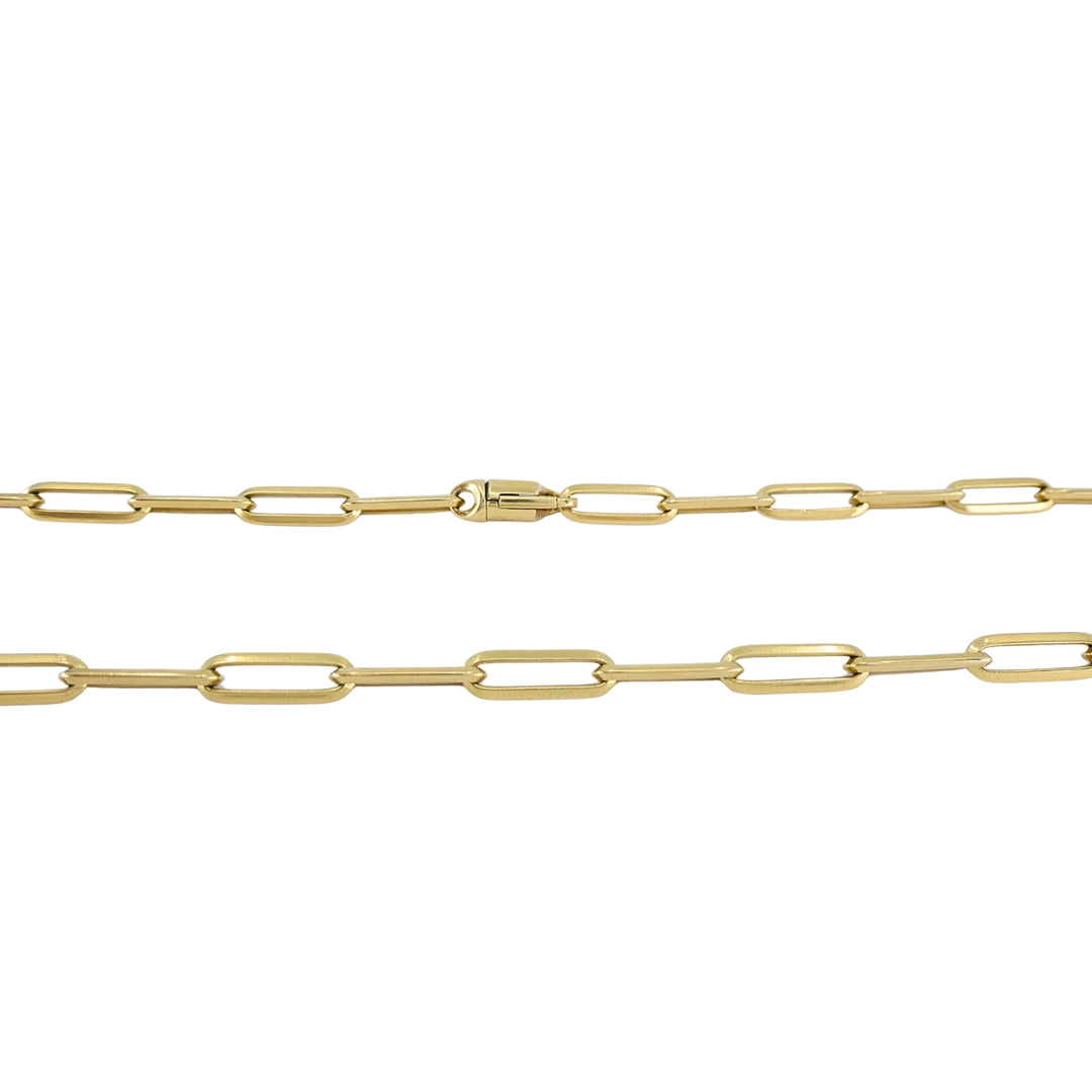 18k Gold Paperclip Chain Necklace, Italy