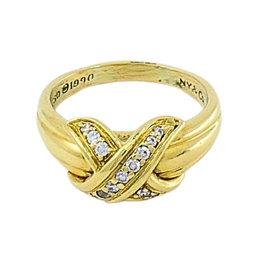 Tiffany and Co. 18K Gold  Diamond  "X"  Ring