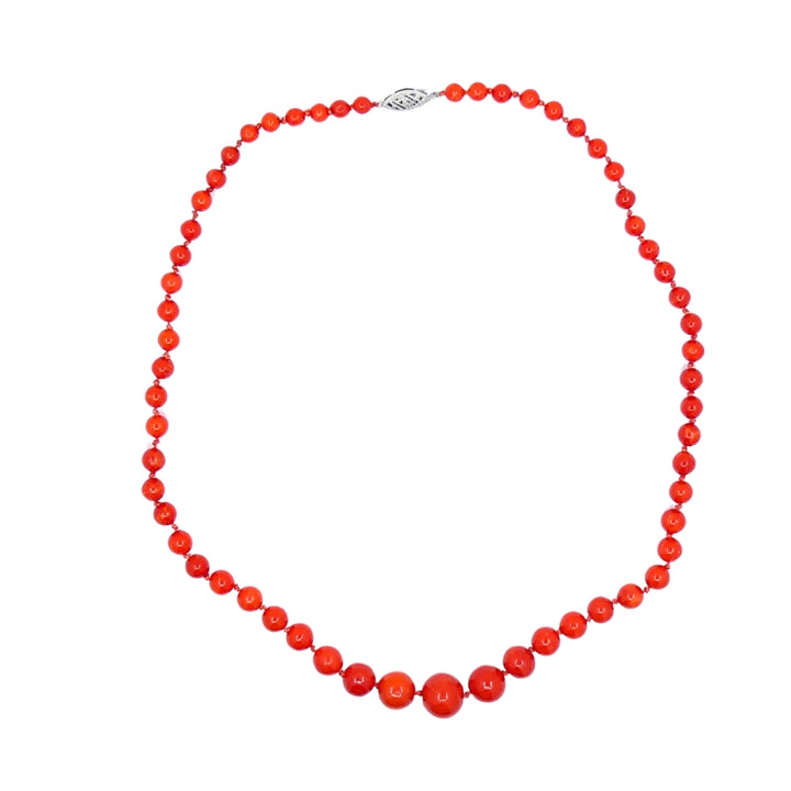 Coral Bead Necklace 14k Gold Clasp