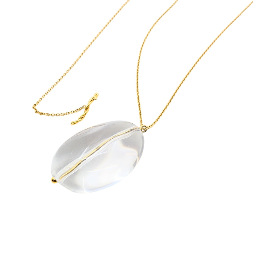 Crystal Rock Pendant 18k Gold Chain Necklace