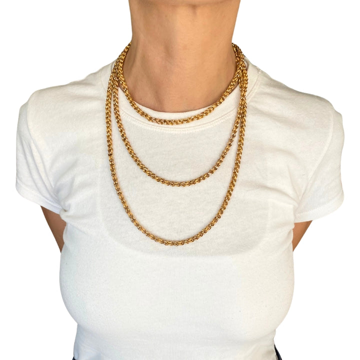 Antique Chain 10k Gold Textured Rope Necklace