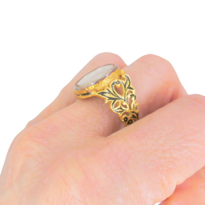 Sliced Rose Cut Diamond Ring 22k Gold Ring with Diamond Fred Leighton Victorian