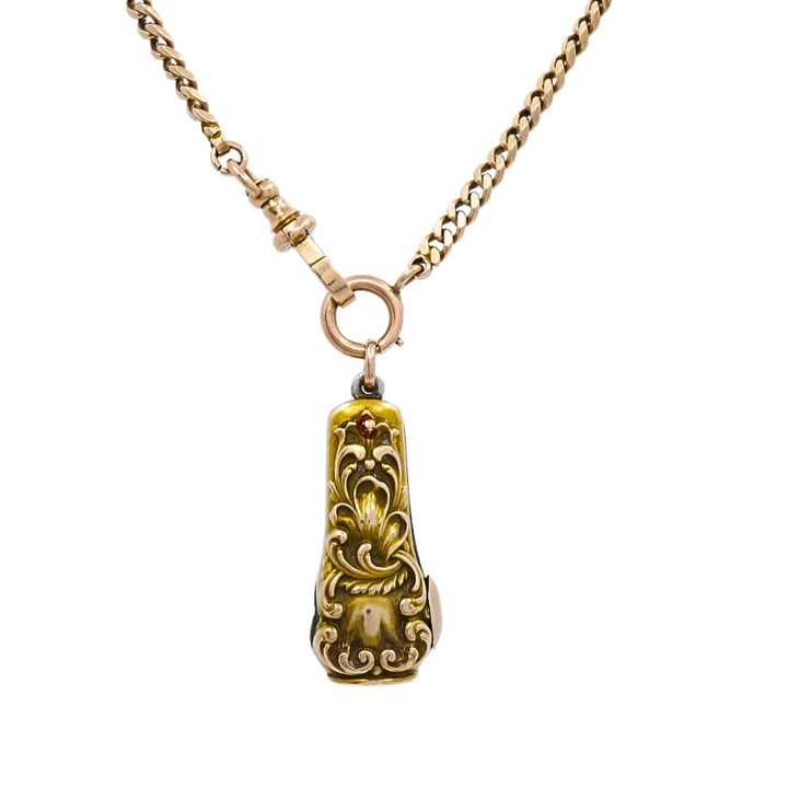 Antique 10k Gold Cigar Cutter Pendant 10k Gold Watch Chain Necklace