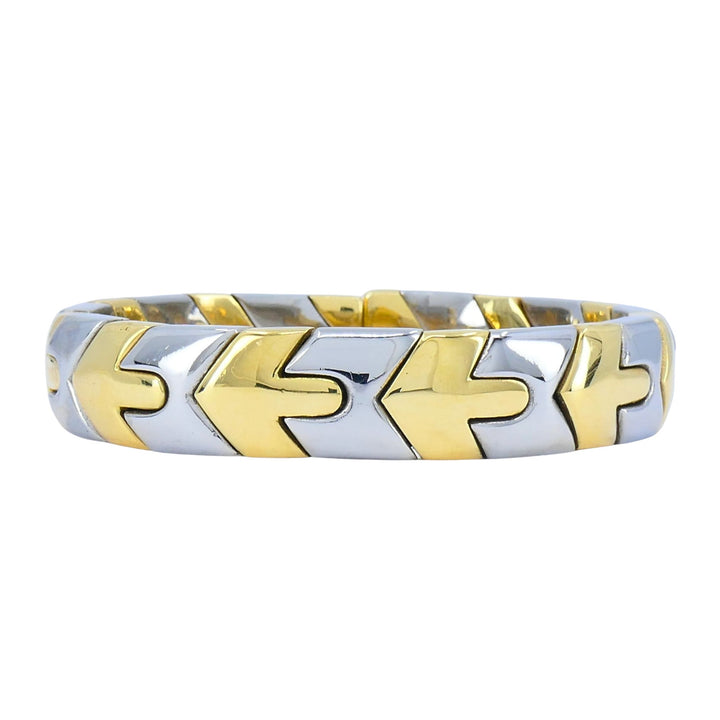 Vintage Bvlgari 18k Gold Steel Alveare Cuff Bracelet