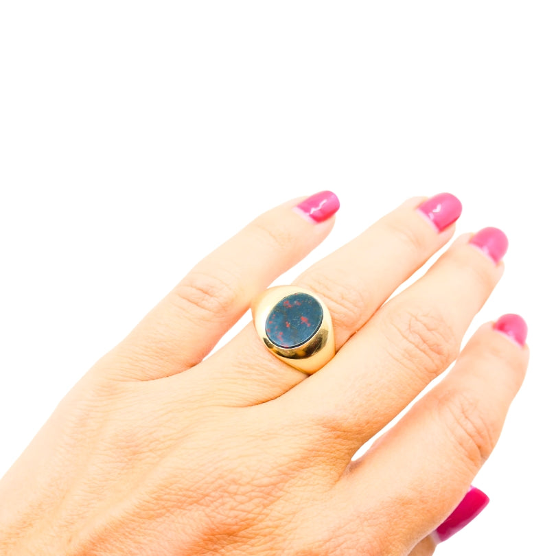 Vintage 14k Gold Bloodstone Signet Ring