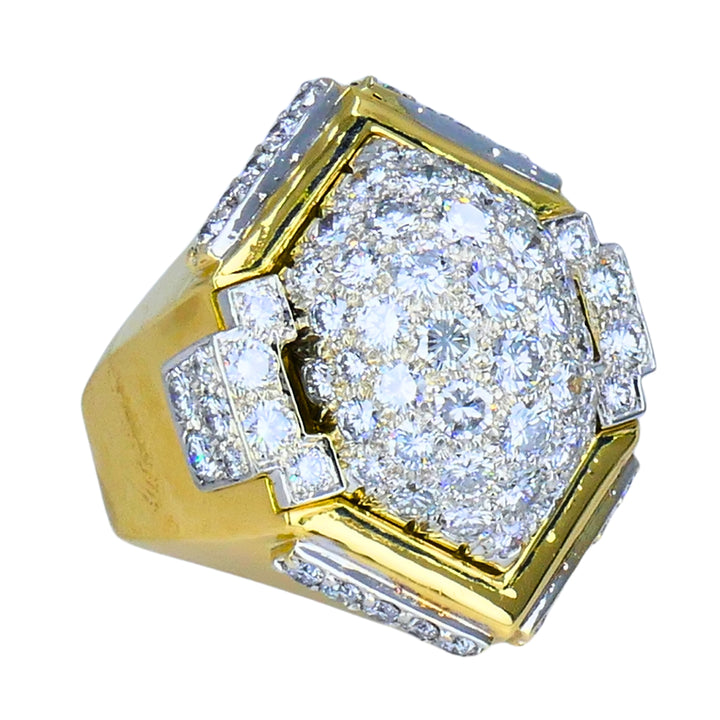 Vintage David Webb 18k Gold Platinum Diamond Ring