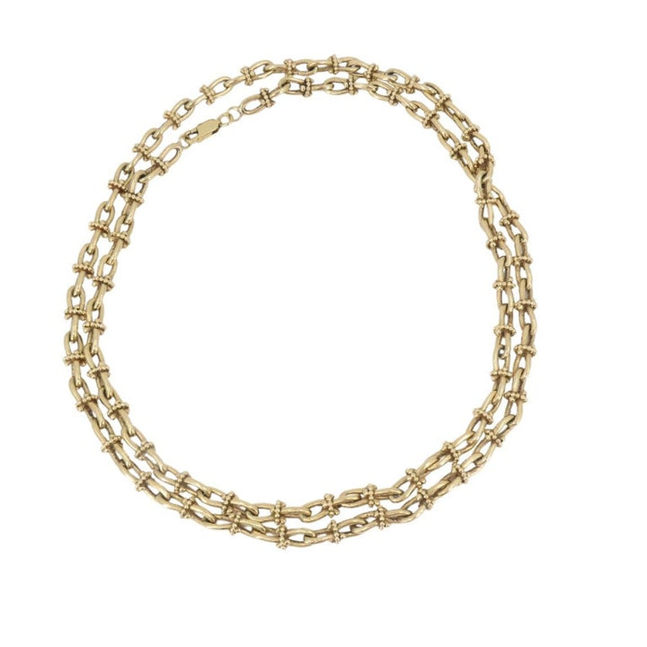 Vintage 14k Gold Nautical Chain Necklace Mariner Link Design