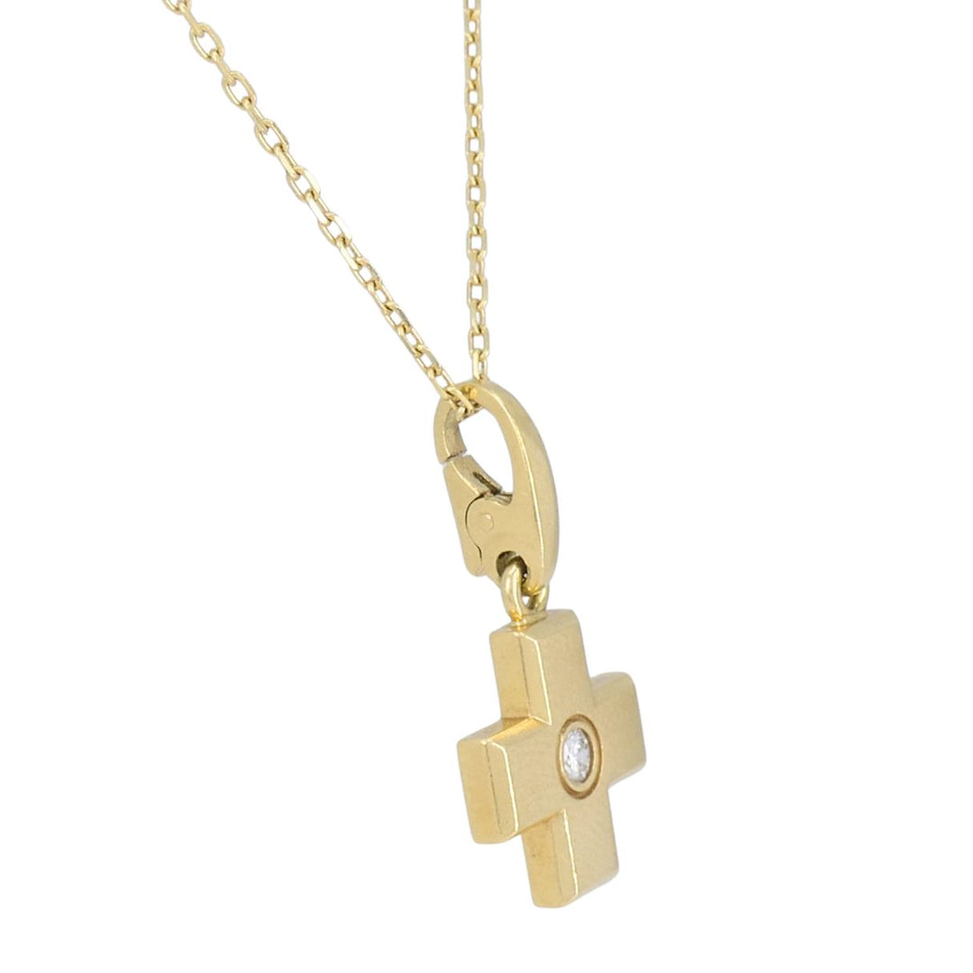 Cartier 18k Gold Diamond Cross Pendant Necklace with Certificate