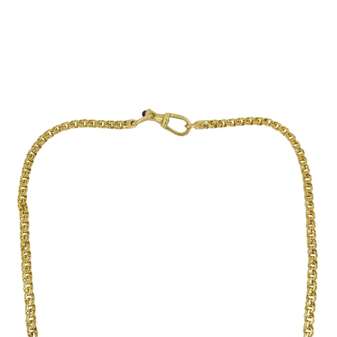Vintage Bvlgari 18k Gold Mother of Pearl Libra Zodiac Pendant Chain Necklace
