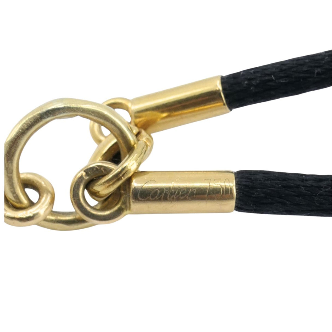 Cartier 18k Gold Arrow Pendant Black Silk Cord Necklace