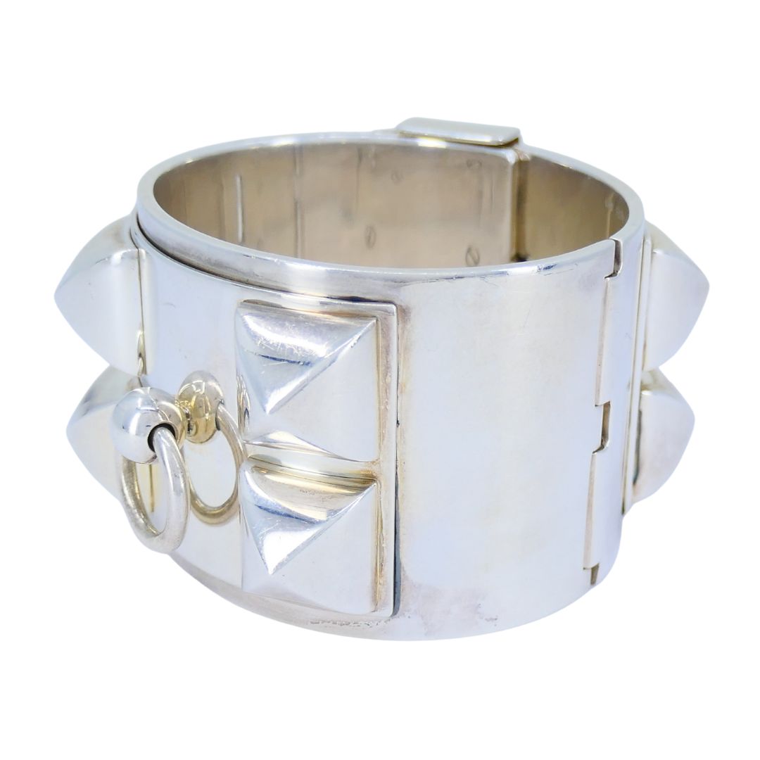 Hermès Sterling Silver Collier de Chien Cuff Bracelet