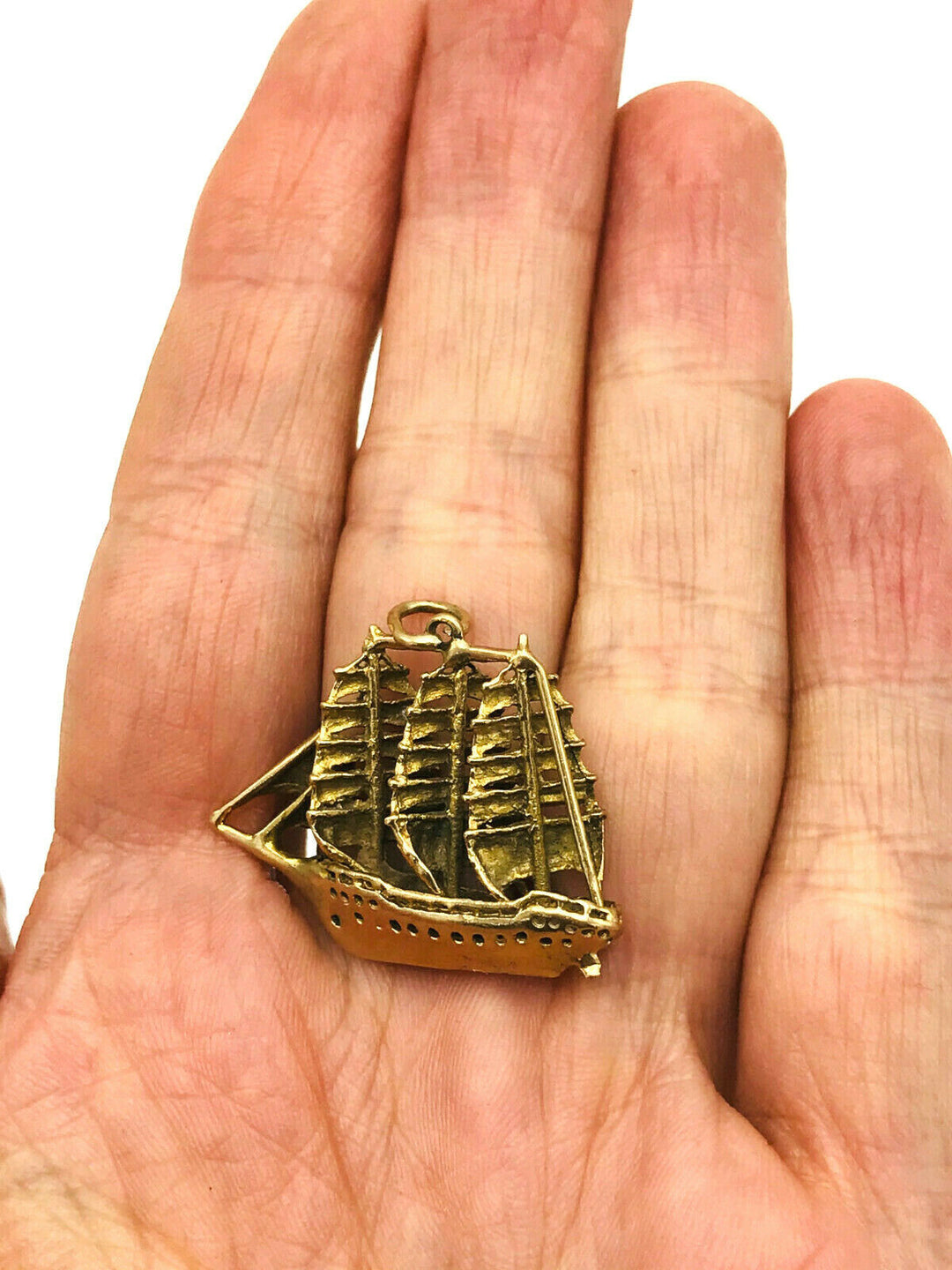 Vintage 14k Yellow Gold Ship Caravel Charm Pendant