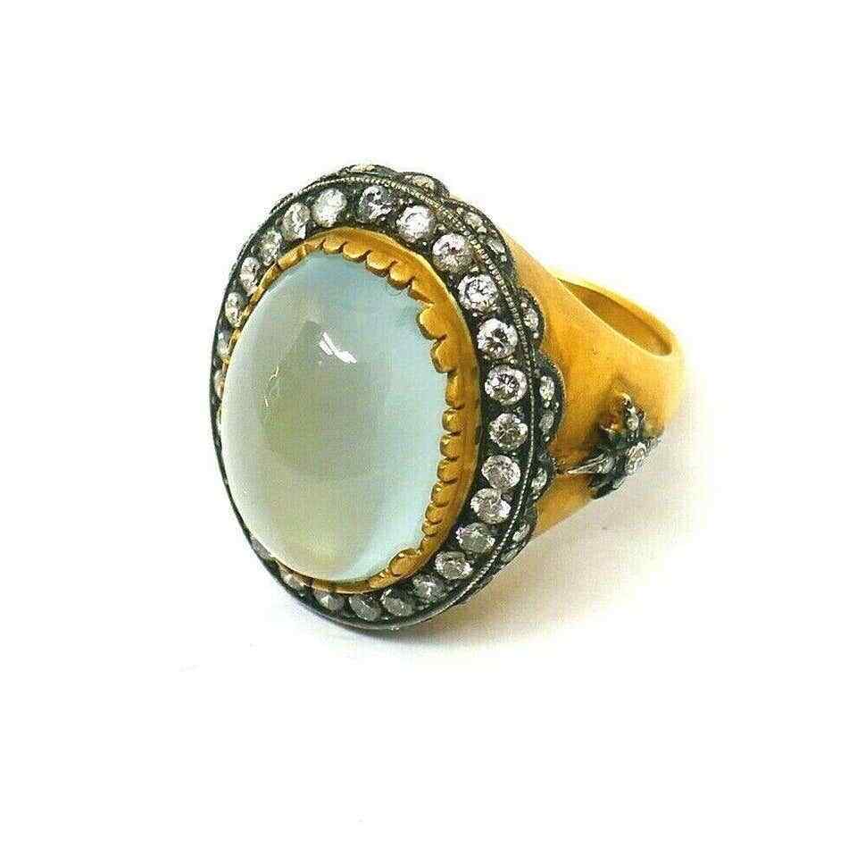 Stephen Webster Opal 18k Yellow Gold Sterling Silver Diamond Ring