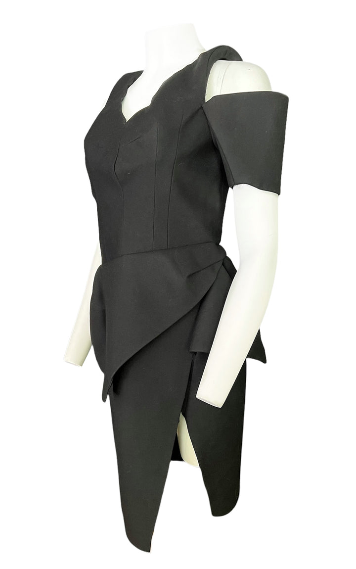 2008 Balenciaga by Nicolas Ghesqui�re Black Wool Structured Cocktail Dress, Size 44