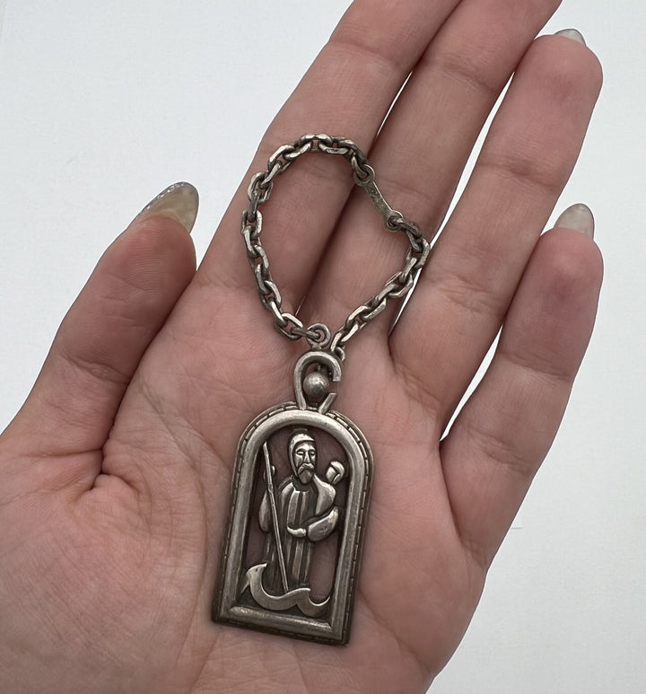 1950's Hermes Silver Key Chain Saint Christopher Charm