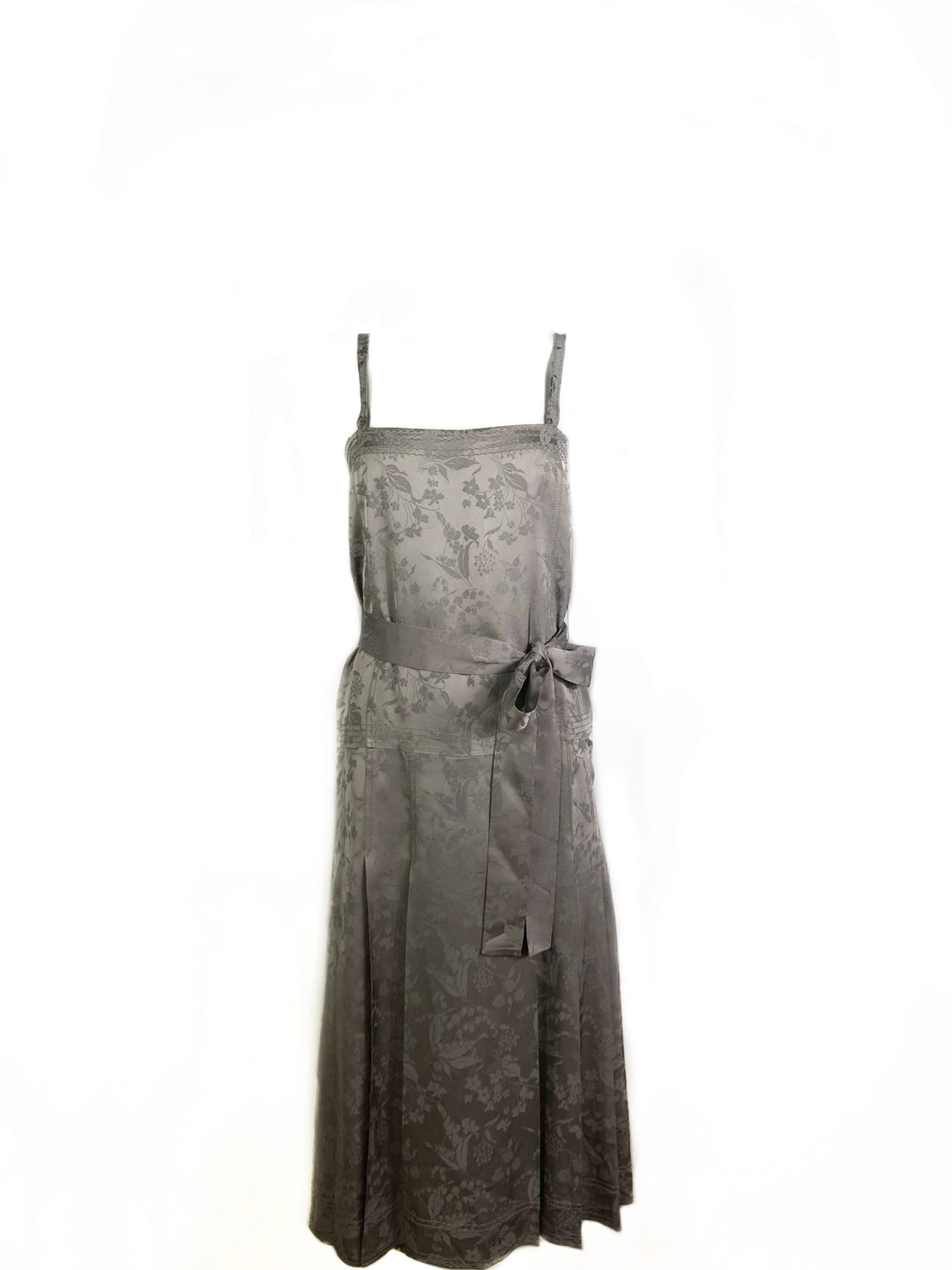 Bottega Veneta Grey Silk Multi Flower Sleeveless Dress w/ Belt Size 40 Nadine Krakov Collection Bottega Veneta Grey Silk Multi Flower Sleeveless Dress w/ Belt Size 40 Nadine Krakov Collection