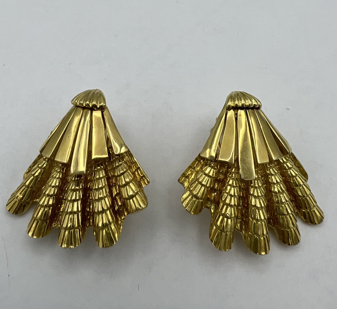 David Webb Gold Earrings, Vintage Shell Earrings