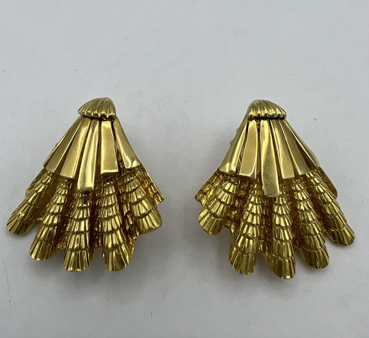 David Webb Gold Earrings, Vintage Shell Earrings