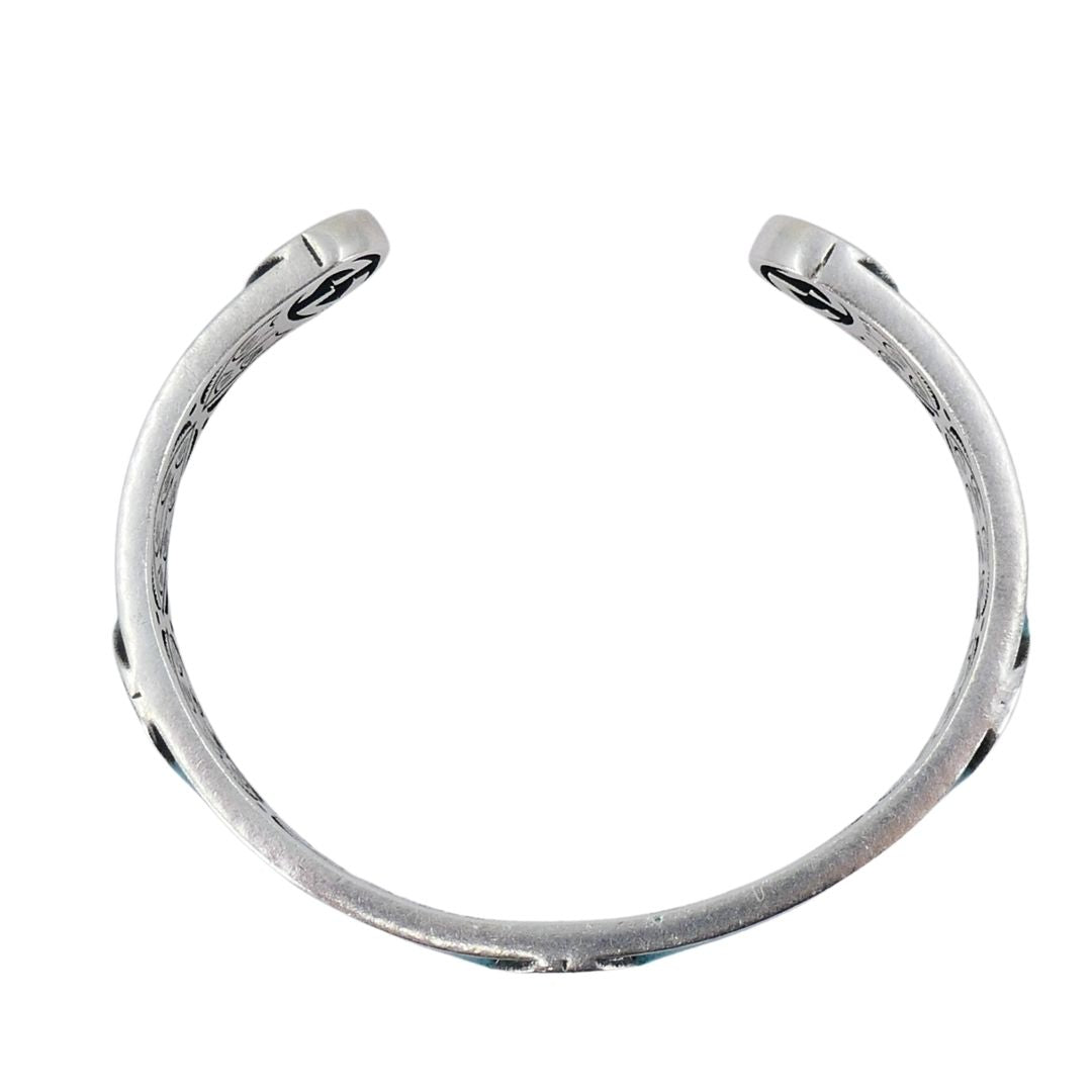 Gucci Sterling Silver Enamel Interlocking G Cuff Bracelet