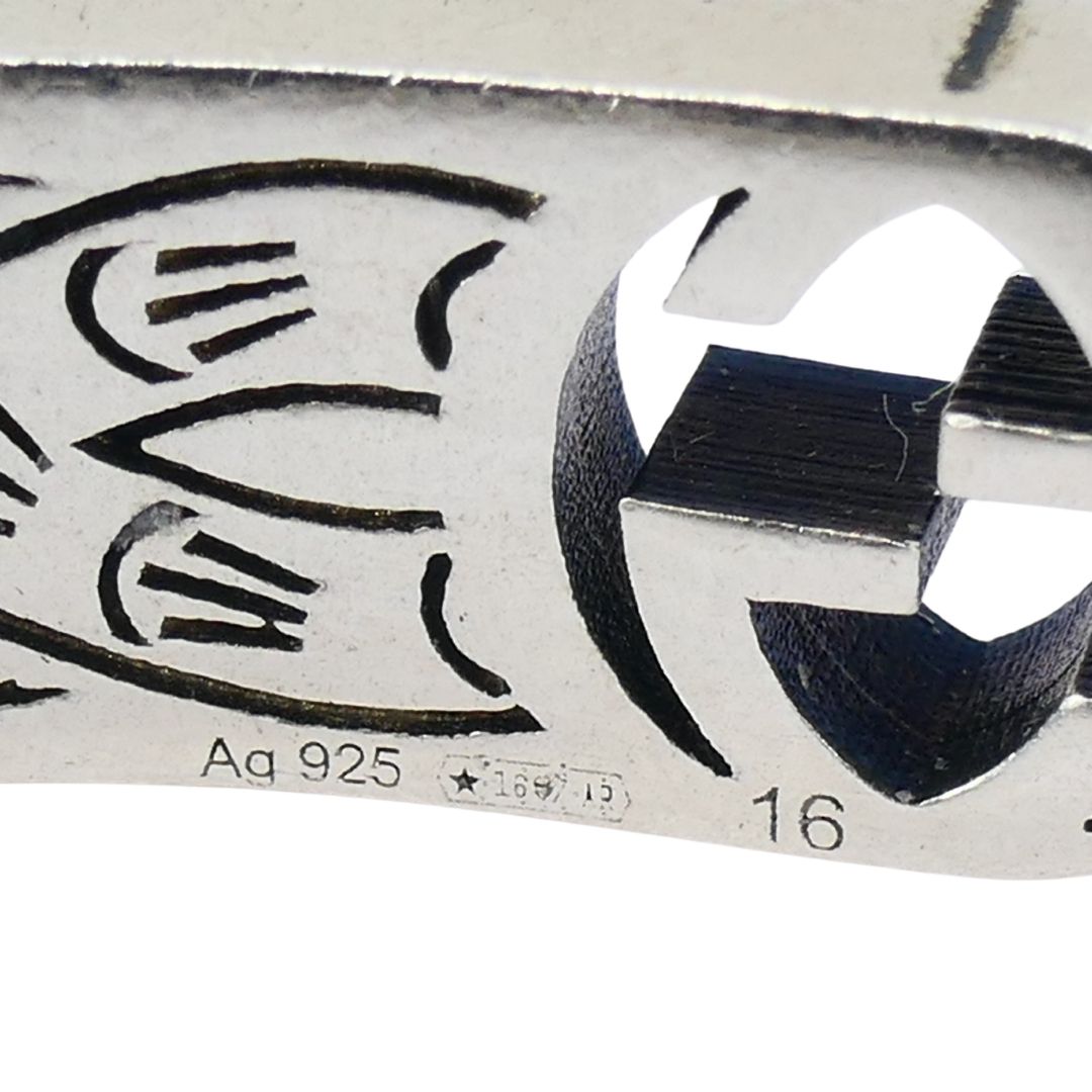 Gucci Sterling Silver Enamel Interlocking G Cuff Bracelet