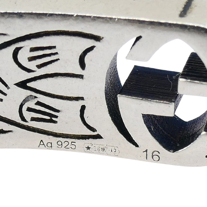 Gucci Sterling Silver Enamel Interlocking G Cuff Bracelet
