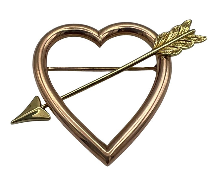 1950's Cartier Gold Heart Brooch 14k Two Tone