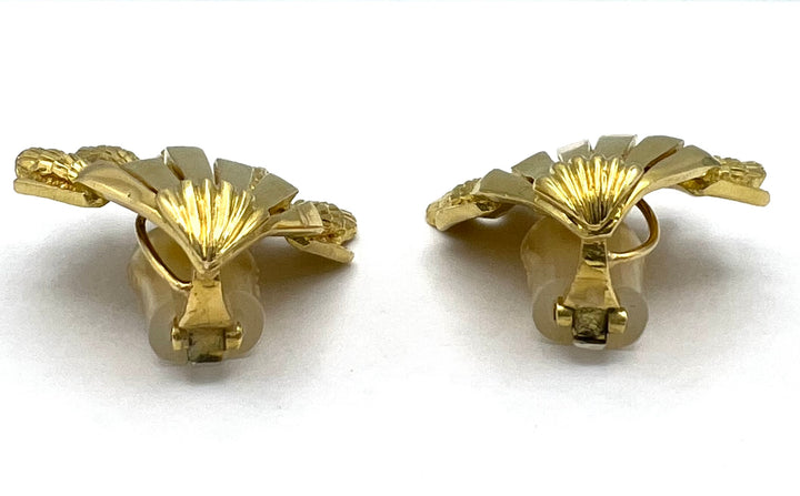 David Webb Gold Earrings, Vintage Shell Earrings