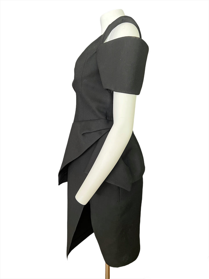 2008 Balenciaga by Nicolas Ghesqui�re Black Wool Structured Cocktail Dress, Size 44