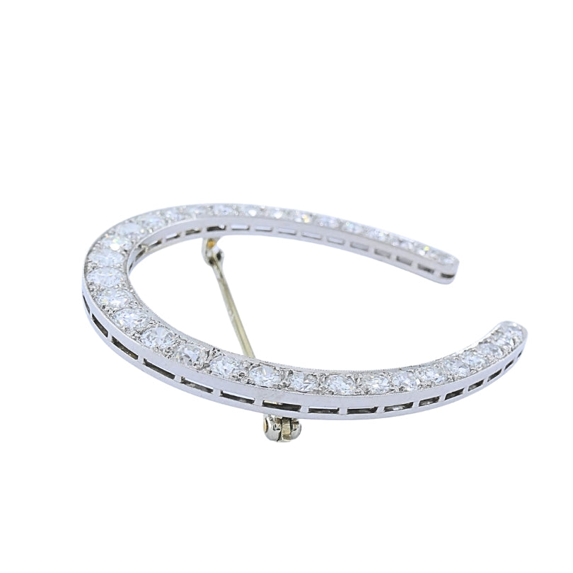 Edwardian Platinum Diamond Horseshoe Brooch