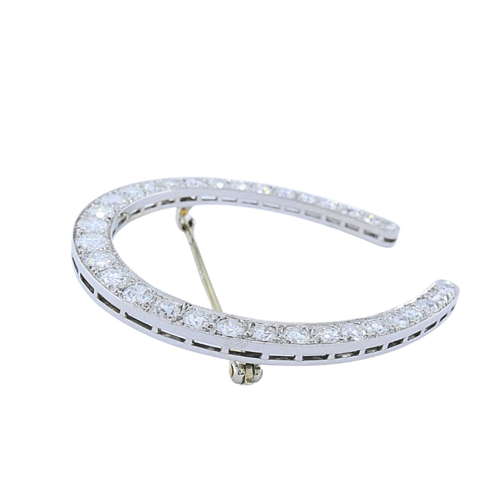 Edwardian Platinum Diamond Horseshoe Brooch