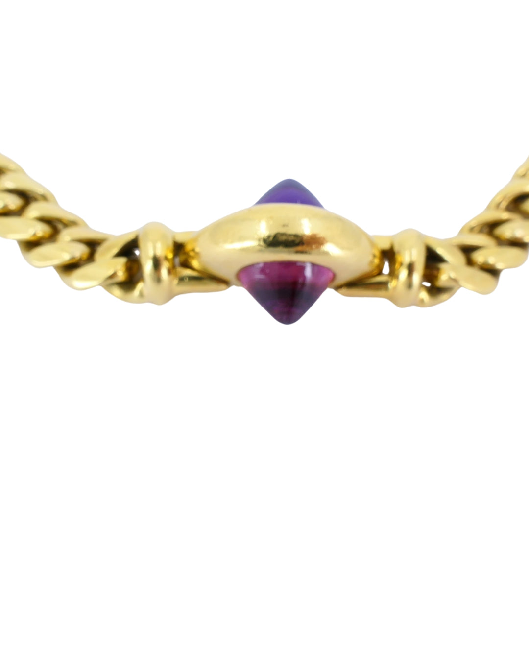 Vintage Bulgari Necklace 18k Gold Gemstones Curblink Chain Necklace,