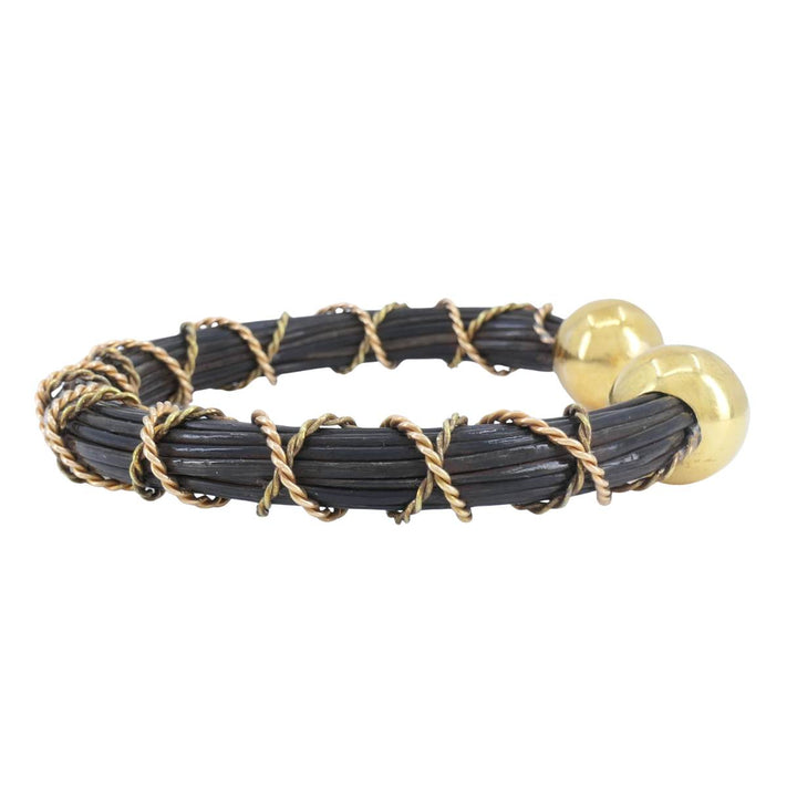 Vintage 18k Yellow and Rose Gold Elephant Hair Cuff Bracelet, Circa 1970s