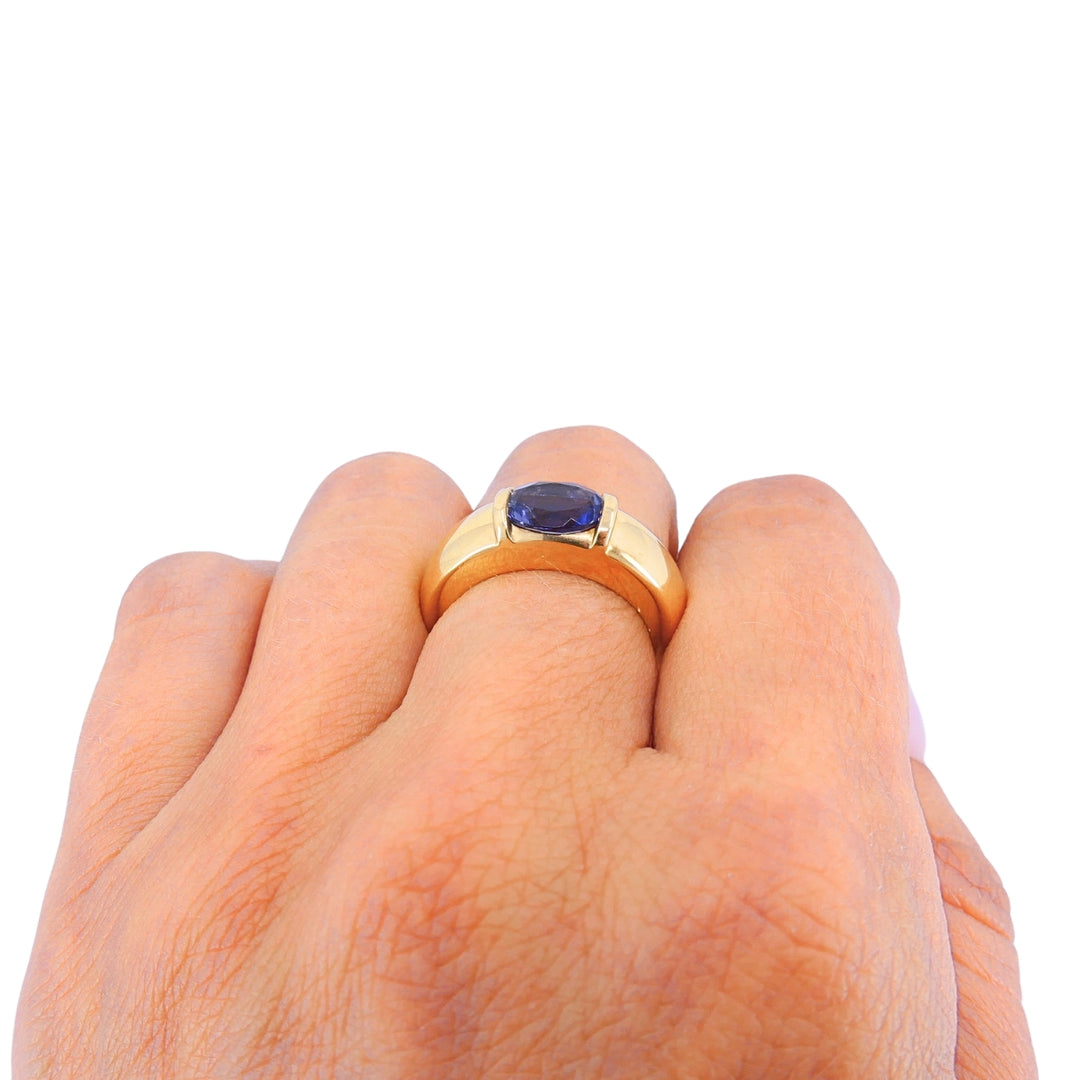Vintage Chaumet Paris 18k Gold Tanzanite Ring, 1990s