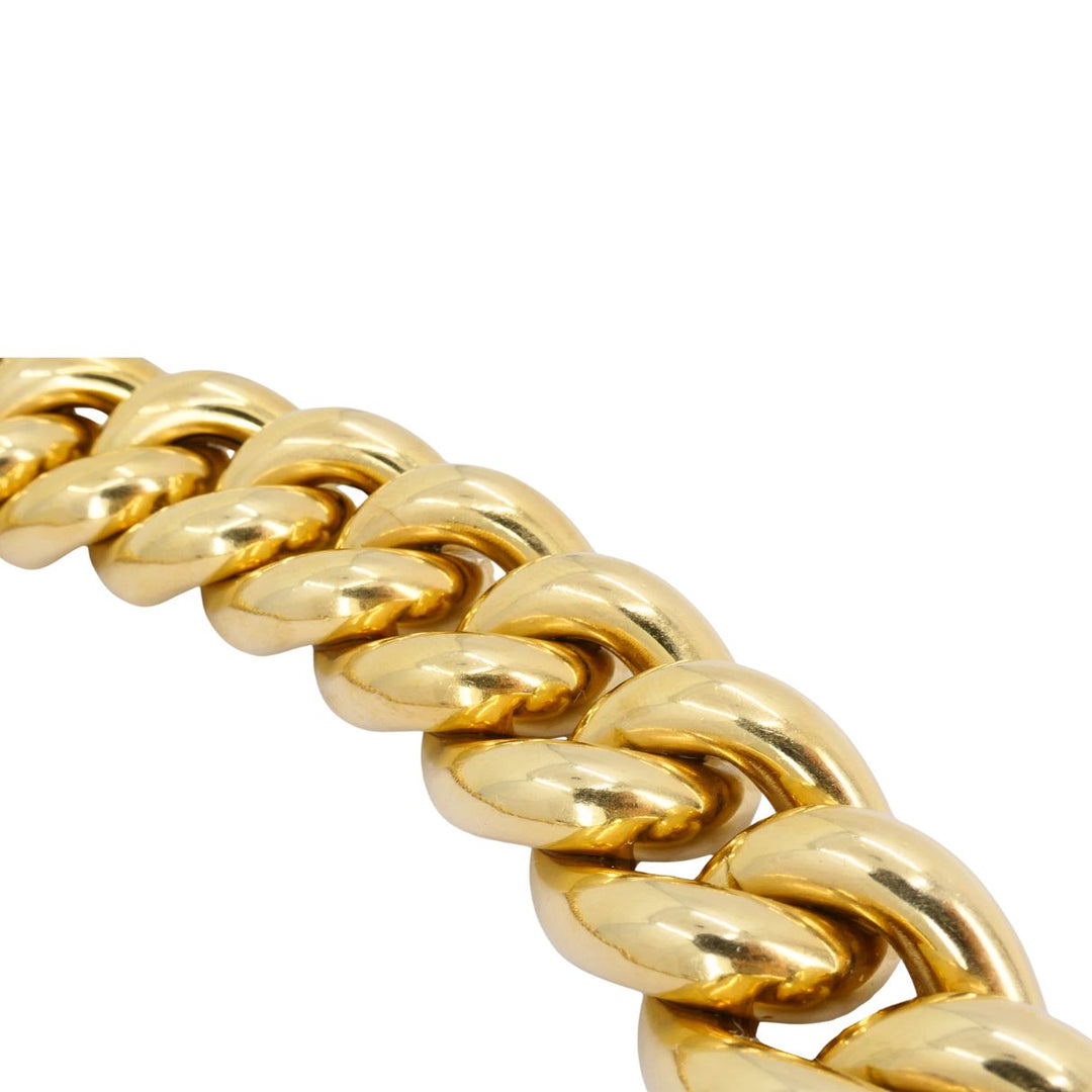 Vintage Italian 14k Yellow Gold Chunky Hollow Curb Link Necklace