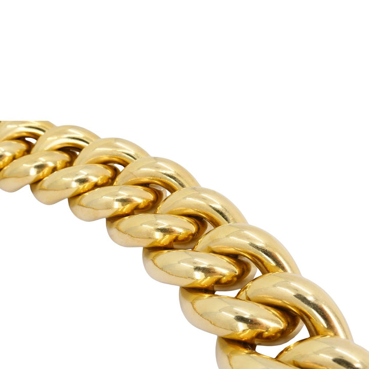 Vintage Italian 14k Yellow Gold Chunky Hollow Curb Link Necklace