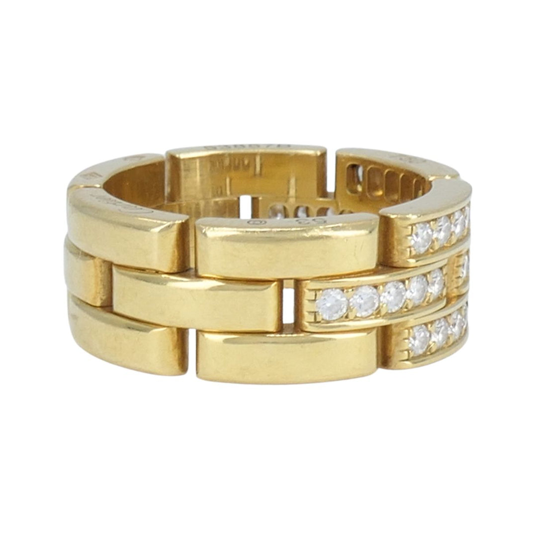Cartier 18k Gold Diamond Triple Row Maillon Panthere Ring