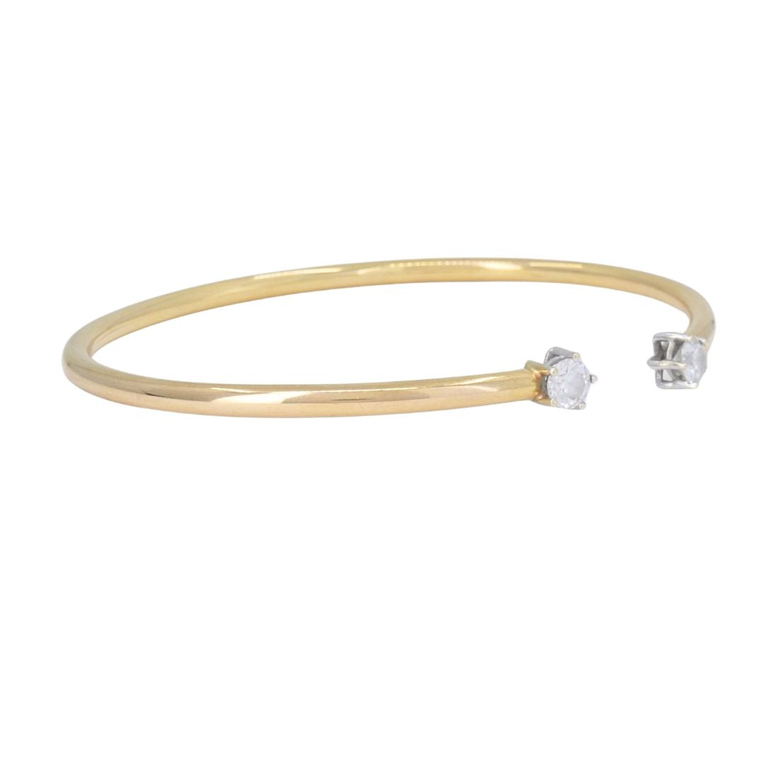 TOUS 18k Yellow Gold Diamond Open Cuff Bracelet