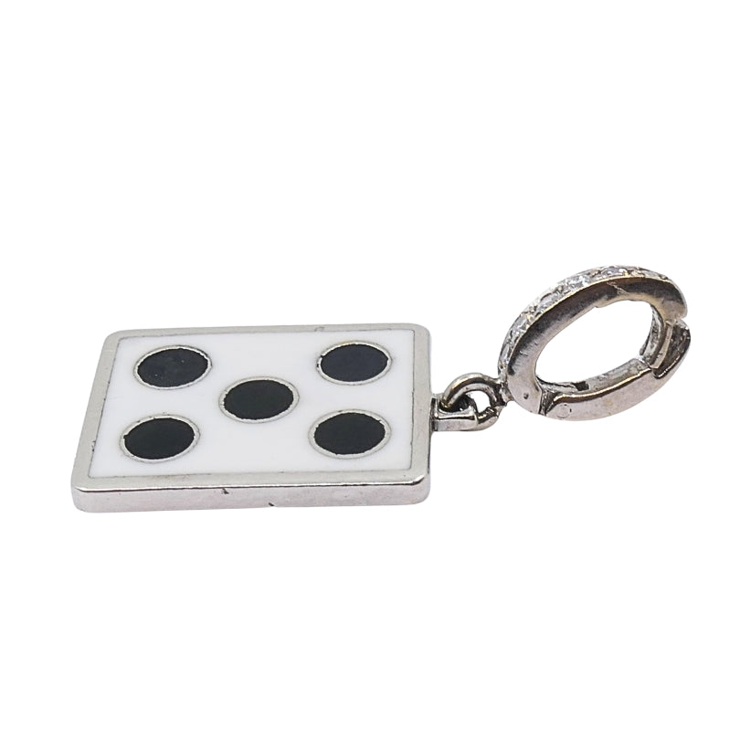 Vintage 12k Gold Domino Five Charm Pavé Diamond Bail