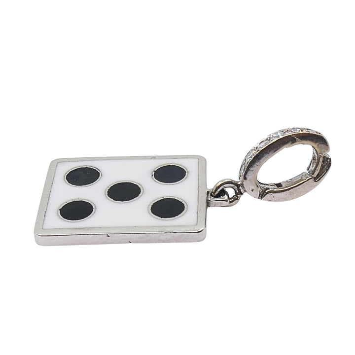 Vintage 12k Gold Domino Five Charm Pavé Diamond Bail