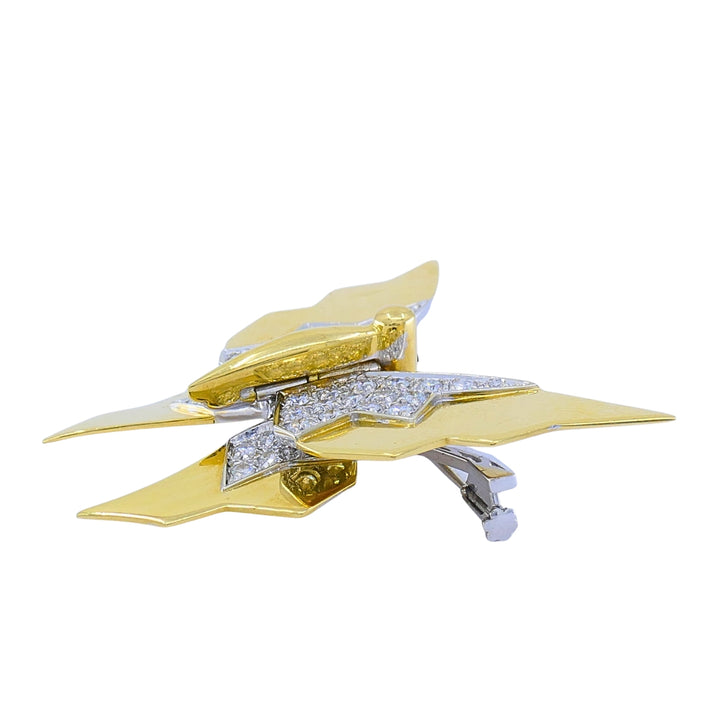 Vintage Pomellato 18k Gold Diamond Butterfly Brooch