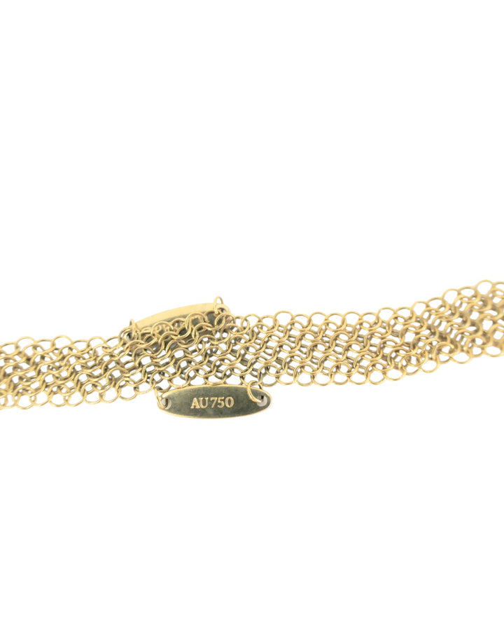 Tiffany & Co. Elsa Peretti 18k Gold Jade Open Heart Pendant Mesh Necklace