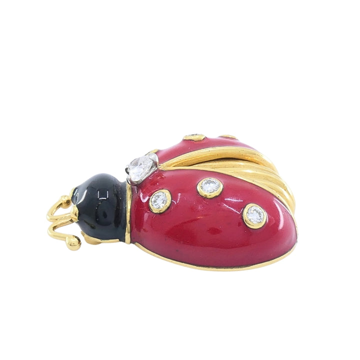 Oscar Heyman 18k Gold Diamond Enamel Ladybug Brooch