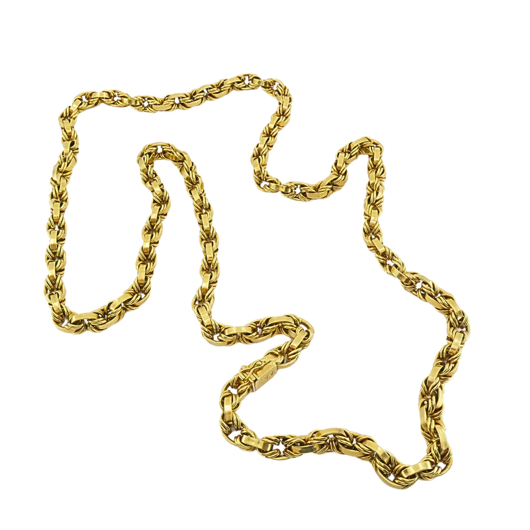 Vintage Italian 18k Gold Arezzo Rope Link Heavy Chain Necklace