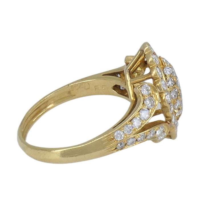 Vintage Cartier 18k Gold Diamond Marquise Cluster Ring