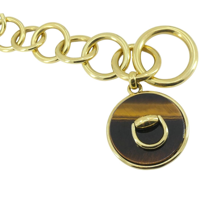 Vintage Gucci Italian 18k Gold Tiger's Eye Bracelet