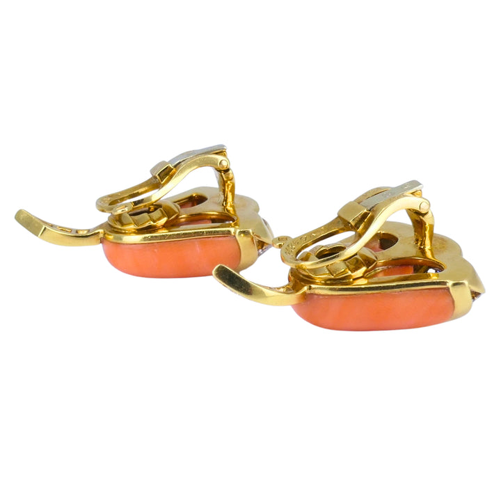 VCA Van Cleef & Arpels Coral Bell Diamond 18K Gold Vintage Earrings