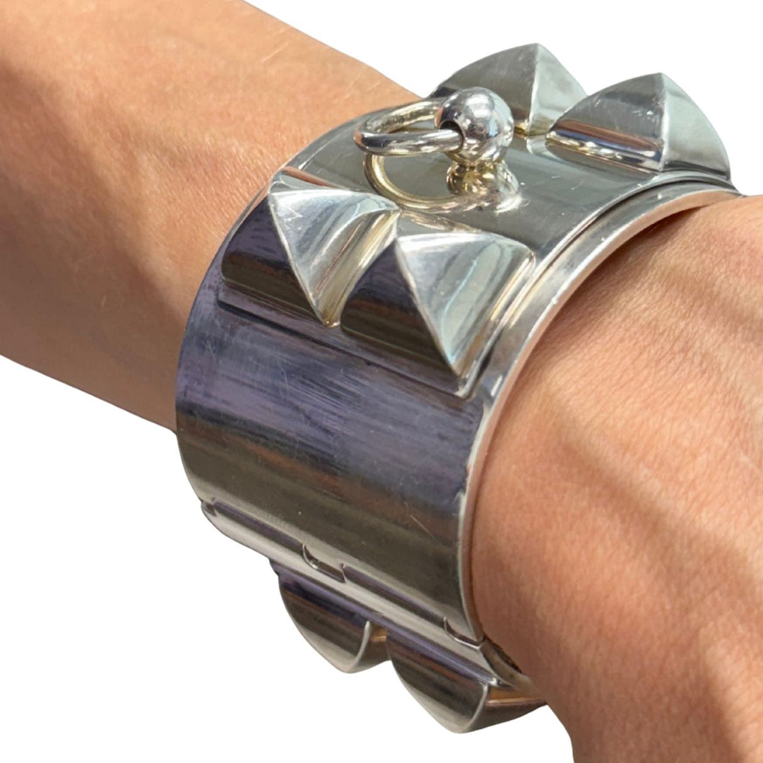Hermès Sterling Silver Collier de Chien Cuff Bracelet